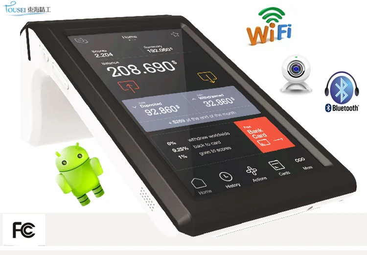 

Handheld bill payment Android pos machine with printer and 7 inch tablet TS-7002