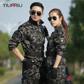 

Black Hawk Camouflage Military Uniform Combat Army Jacket+Cargo Pans Tactical CS Uniforme Working Hunting Clothes Women Men