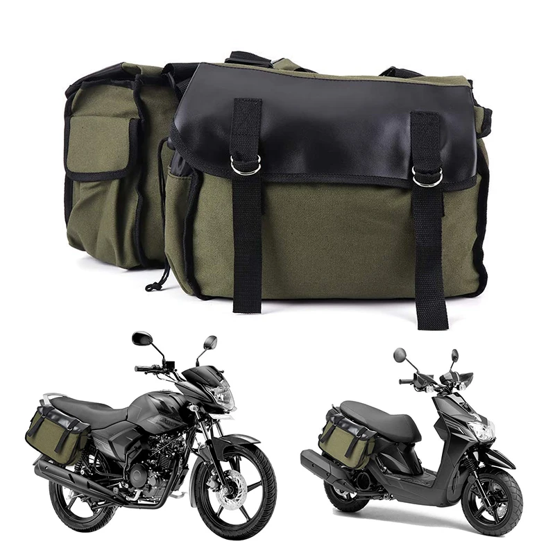 

1pc Back Pack Canvas Luggage Vintage Bag Motorcycle Saddlebags Large Capacity Accessories Suitable For Motorcycles