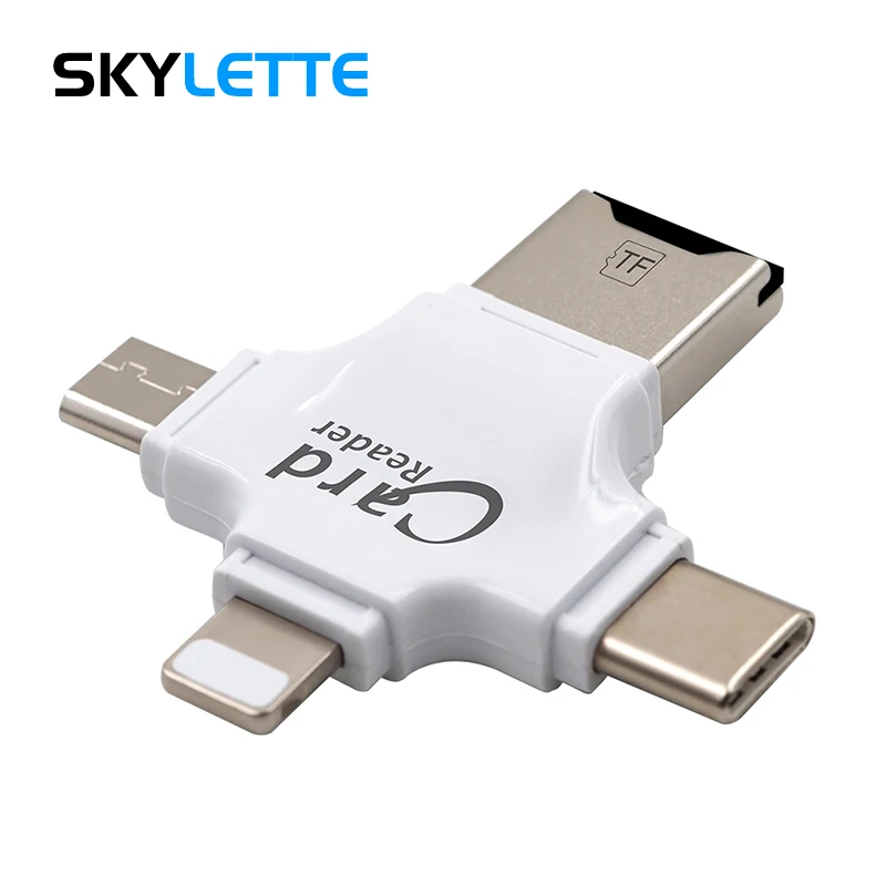 

All In 1 TF MicroSD Card Reader Multi-system Compatible Hot Swapping Adapter Card Reader For Android iPhone Type-C Device