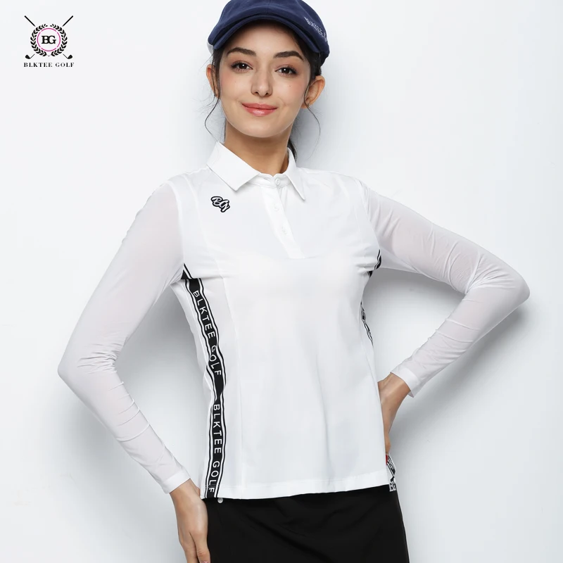 Blk المحملة جولف قمصان طويلة الأكمام الصيف الرياضة جيرسي واقية كم قميص جولف التدريب t shirtapparel سيدة الرياضة قميص أبيض