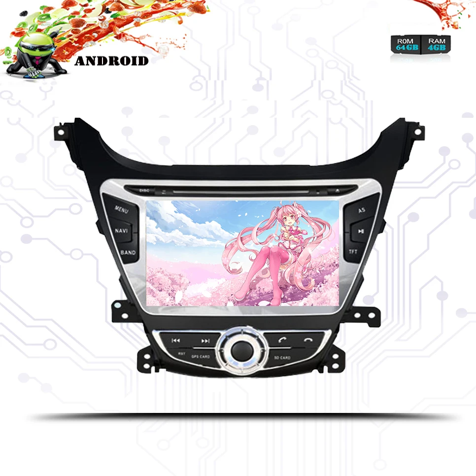 Top Octa Core Android 9.0 4GB+64G ROM Car DVD Player Navigation GPS Video music Fit Hyundai Elantra 2014 2015  Radio Stereo Audio 1