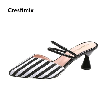 

Cresfimix women fashion high quality pointed toe stripe sandals sandalias de mujer female cute comfortable sandals lady sandals