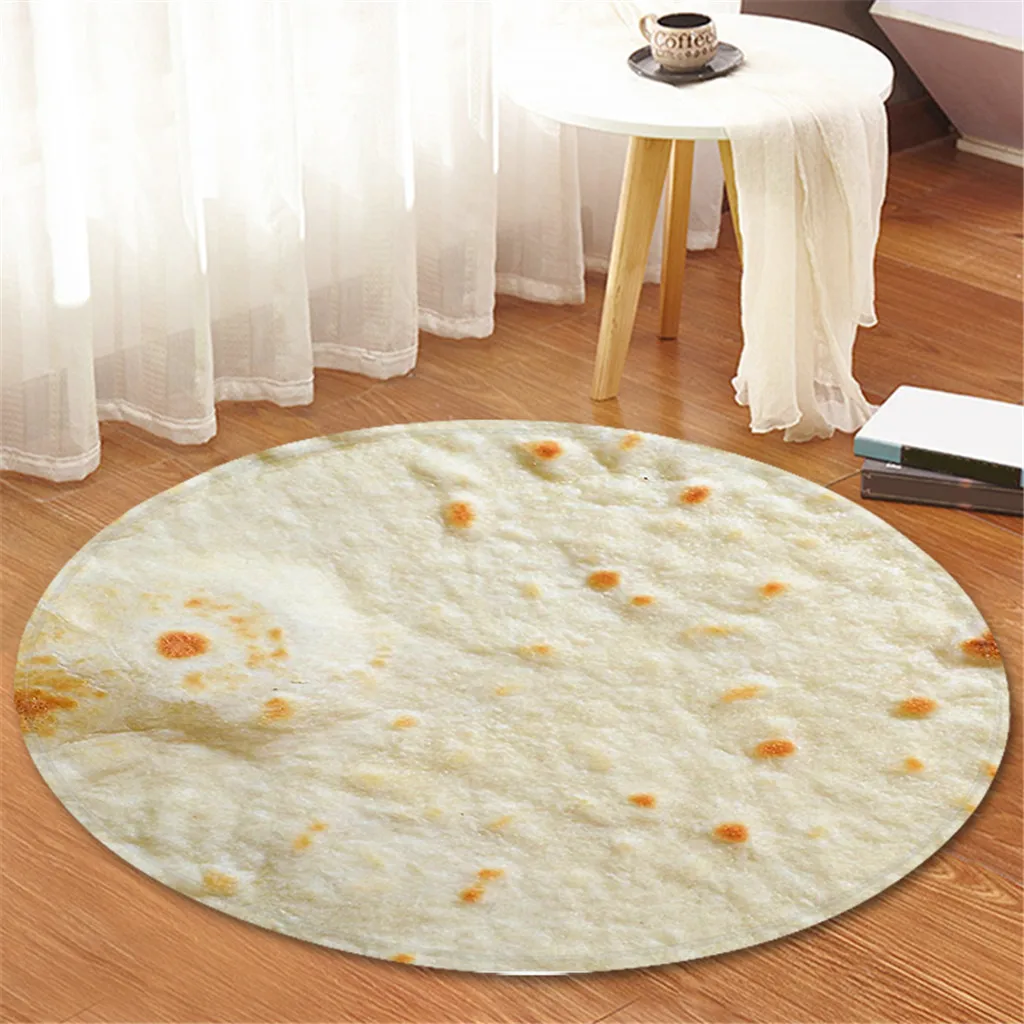 

60CM Anti Slip Comfort Food Creations Burrito Wrap Blanket Round Bathroom carpet tortilla blanket Decoration For Home