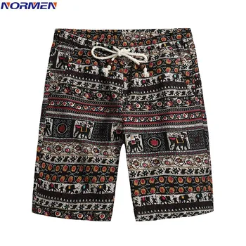 

NORMEN Men's Fashion Printed Cotton Board Shorts Sexy Swimwear Casual Short Pants Men Summer Style Swimsuit Streetwear Hot Sale