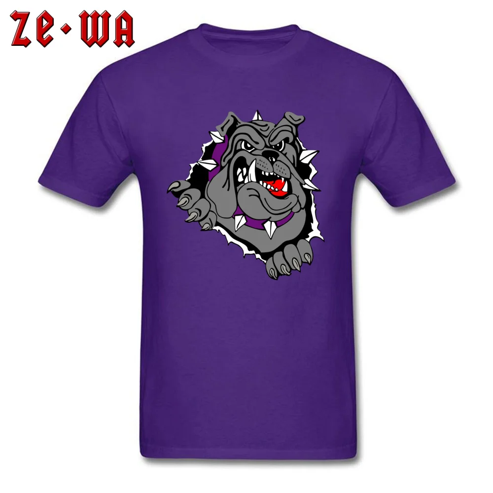 Bulldog T-Shirt Short Sleeve Leisure Cute Men's Summer Tops Shirt Leisure Tops Shirt O Neck All Cotton Free Shipping Bulldog purple