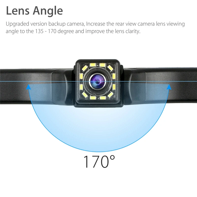 YuanTing Автомобильная камера заднего вида, водонепроницаемая, высокая четкость, цвет, широкий угол обзора, номерной знак, камера с 12 яркими светодиодами, ночное видение