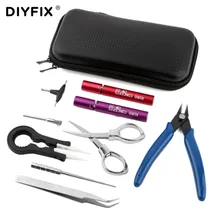 Kit de bolsa de herramienta DIY para vapeo 9 en 1, bobina de alambre, pinzas de cerámica, alicates para cigarrillo electrónico RBA RDA, accesorios de atomizador