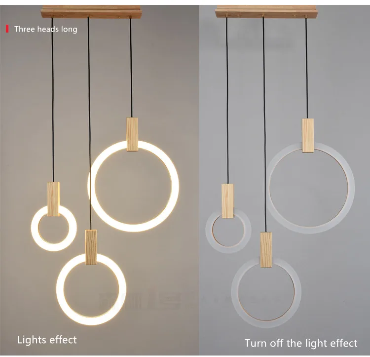 Lustres de Madeira Iluminação da Escada Moderno Nordic Sala Estar Suspenso Lâmpada Quarto Luminárias Anel Luzes Penduradas Led 16 Cheap Luzes de pendentes