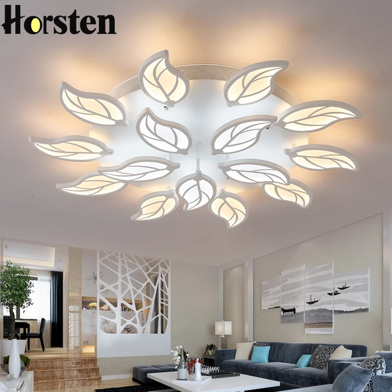 

Creative Acrylic Leaf Ceiling Lamps 95cm 100W LED Ceiling Chandelier Lights For Living Room Dinning Room Remote Control 110-240V