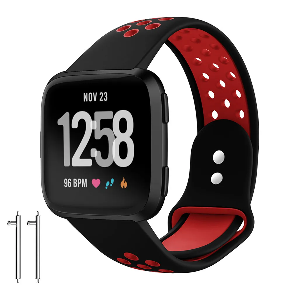 Black Red Цветной ремешок для часов для Fitbit Versa группа спортивные силиконовые часы браслет на запястье для Fitbit Versa сменный ремешок для часов - Цвет: Black Red