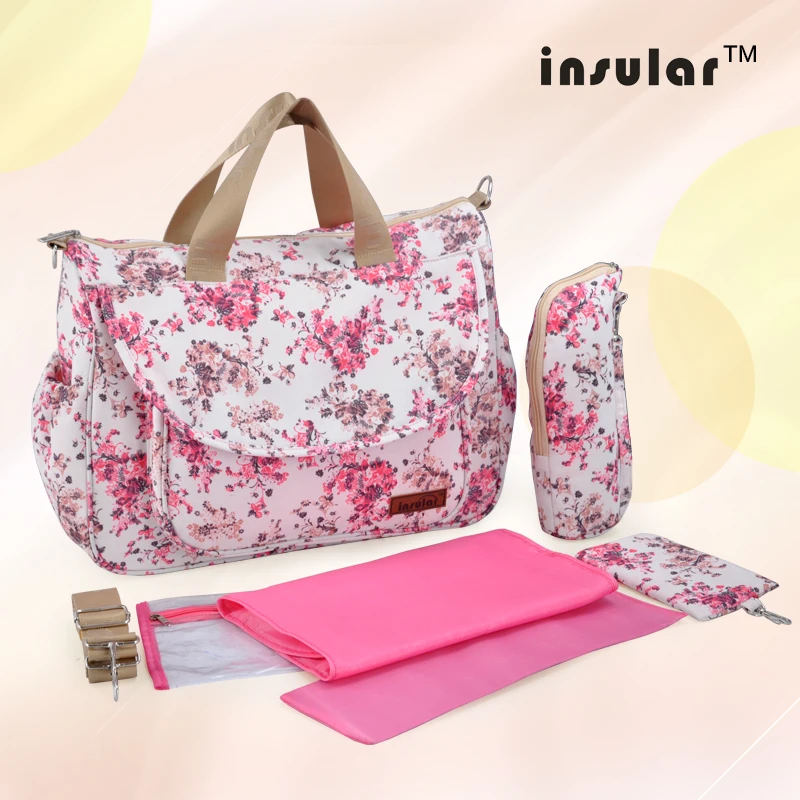 2016 NEW Mother Bag Baby Nappy Bags Large Capacity Maternity Mummy Diaper Bag Cotton Flower Style Retail 1 pc