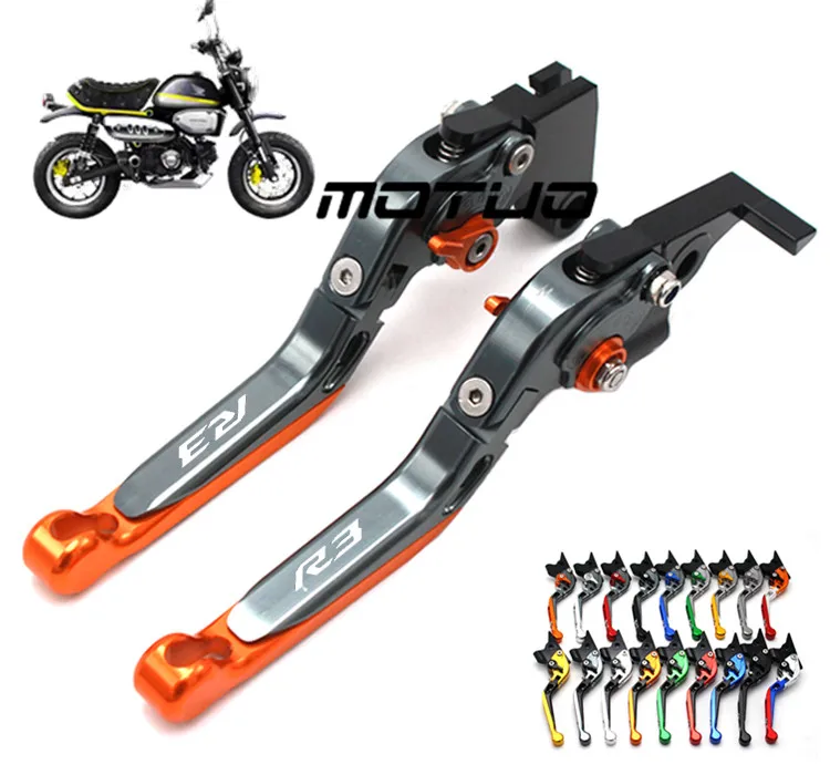 

Laser Logo YZFR3 Red&Titanium CNC Adjustable Folding Extendable Motorcycle Brake Clutch Levers For Yamaha YZF R3 2015-2018 2017