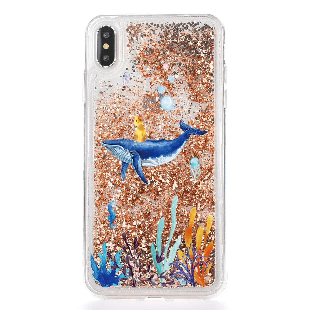 

Liquid Quicksand Phone Case For Samsung Galaxy Note 9 Note 8 Whale Glitter Dynamic Clear Back Cover For S8 S8 Plus S9 S9 Plus