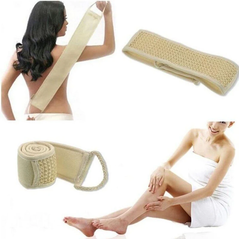 

Exfoliating Scrubber Natural Loofah Back Strap Bath Brush Back Shower Massage Spa Scrub Sponge For Bath Belt Body Cleaning