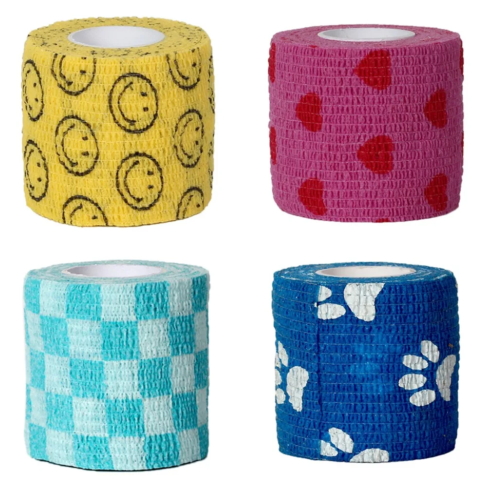 ZLROWR Flexible Self Adhesive Wrap Bandage Tape Printed First Aid Breathable 5cmx4.5min Braces