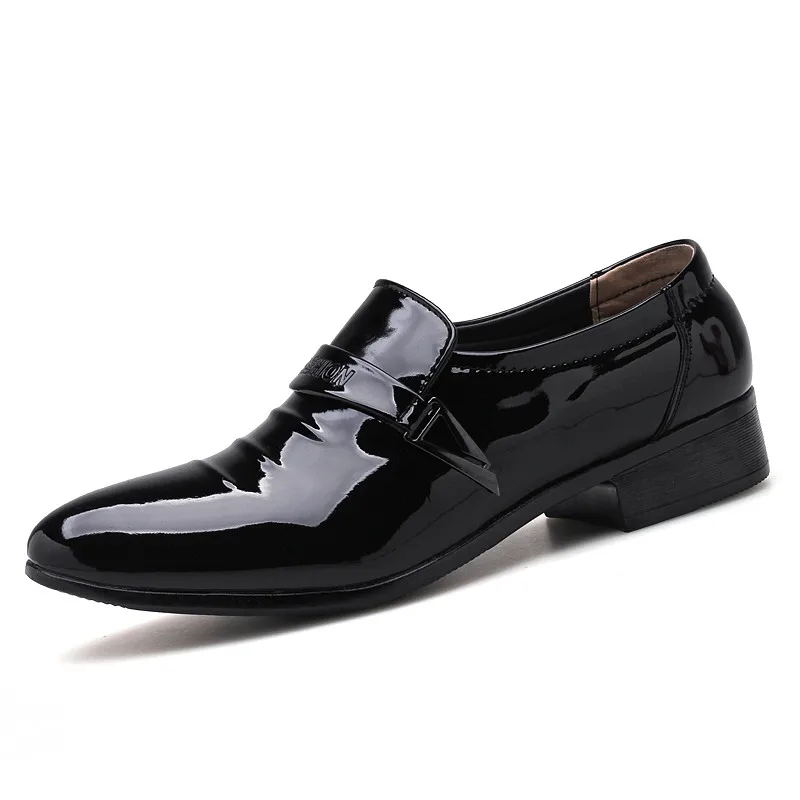 

Men Dress Shoes Formal Business Work Soft Patent Leather Pointed Toe For Man Male Men's Oxford Flats Mens Shoes Large Sizes