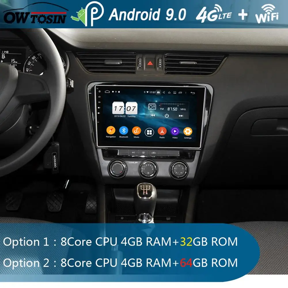 10," ips Android 9,0 Восьмиядерный 4G+ 64G Автомобильный dvd-плеер для Skoda Octavia Радио стерео DSP CarPlay Parrot
