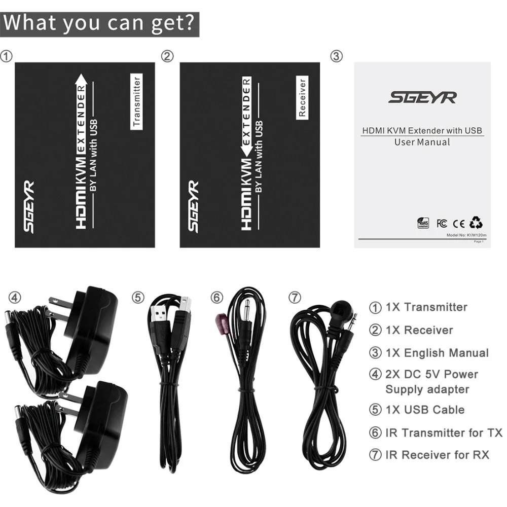 STEYR HDMI KVM Network Extender Over Single Ethernet Cable 1080P Supported HDCP,keyboard and mouse(1080p 395ft.USB + IR + HDMI) STEYR HDMI KVM Network Extender Over Single Ethernet Cable 1080P Supported HDCP,keyboard and mouse(1080p 395ft.USB + IR + HDMI)