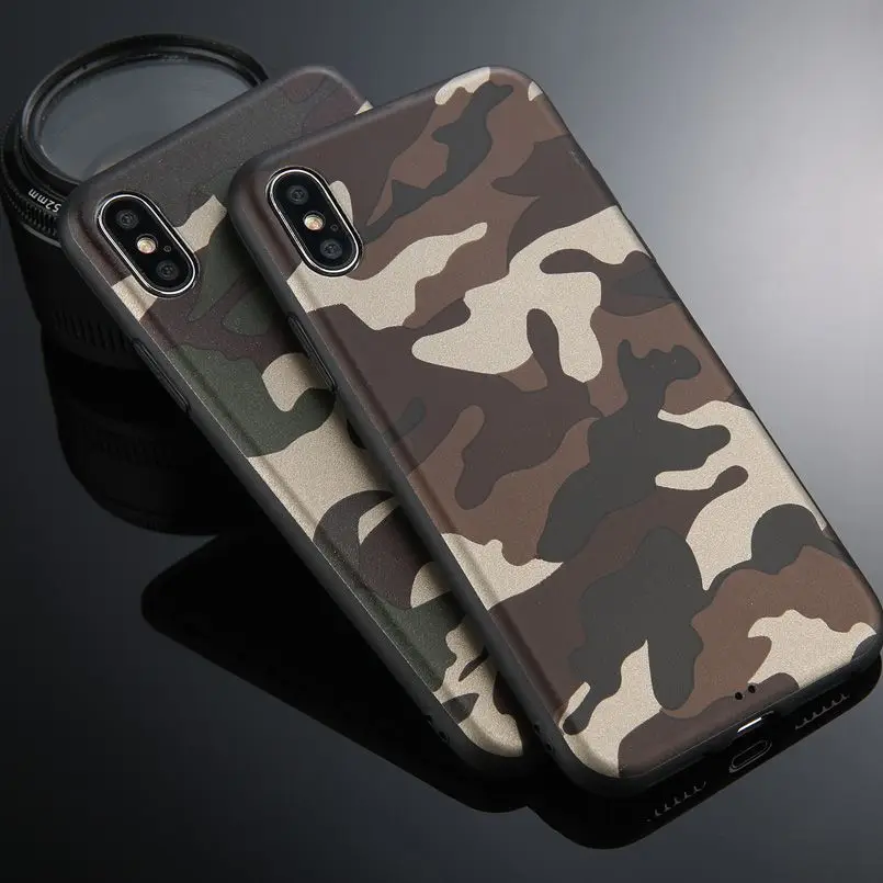 

Camouflage Thin Soft Shell Phone Case For iPhoneX Soft Leather Shell camouflage Phone Case For iPhone7 8 6 6S Shell men's Case