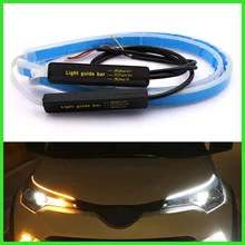 Универсальный автомобильный DRL светодиодный дневные ходовые огни белый указатель поворота желтая направляющая полоса для сборки фар Прямая поставка