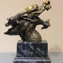 Bi002427 Искусства Статуя Чистая Медь Бронзовый Мраморный Искусства Голова Дракона Базы Мрамора Скульптура