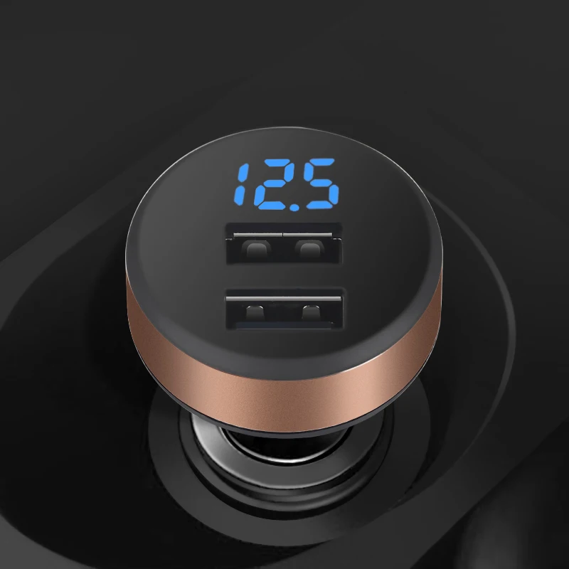العالمي البسيطة المزدوجة USB سيارة مهايئ شاحن الرقمية LED الجهد شاحن يو اس بي السيارات مركبة شحن الجهد ل هاتف لوحي