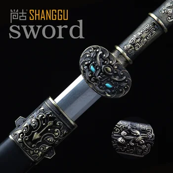 

High Art Collection Of Ancient Chinese Generals Abstract lion Sculpture Steel Sword Handmade Oriental Knight Sword.