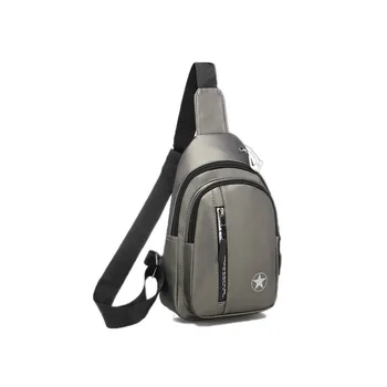 

Fashion men's sling chest bag pochete waterproof Messenger bag + USB charging headphone hole
