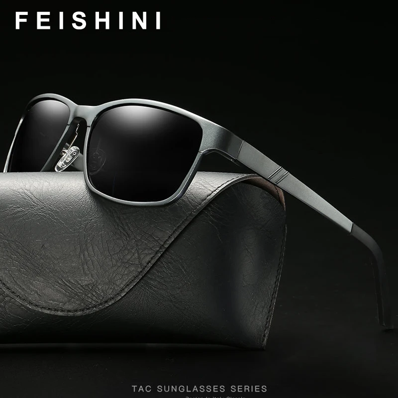

FEISHINI 2019 High Quality Men Polarized Sunglasses Aluminu Male Driving Fashion Polaroid Lens Sunglass Gafas de sol masculino