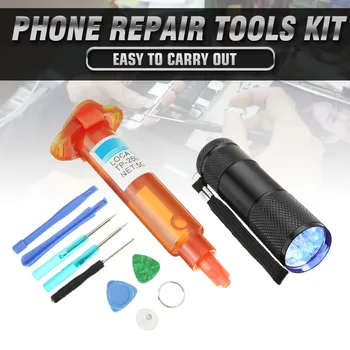 

1Set 5g UV(LOCA) Glue+Outer LCD Screen Glass Replacement Repair Tools Kit+UV LED Light Torch Bearer Mobile Phone Repair Tool Set