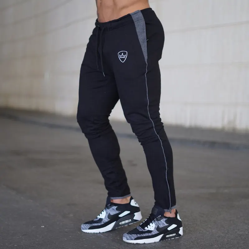Мужские спортивные штаны для бега, мужские спортивные штаны для фитнеса, бодибилдинга, тренировок, Брендовые брюки, мужские повседневные Модные обтягивающие штаны, осенняя спортивная одежда