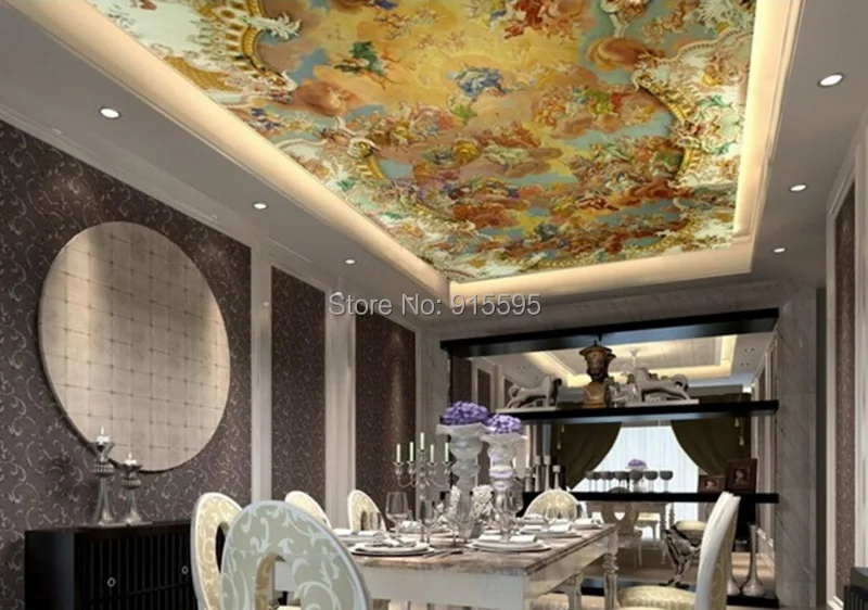 На заказ 3D фотообои Европейский стиль Отель гостиная спальня потолок настенная Фреска живопись искусство обои домашний декор