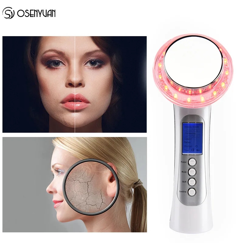 Ultrasonic 3 Color Photo LED Light Therapy Beauty Device Whitening