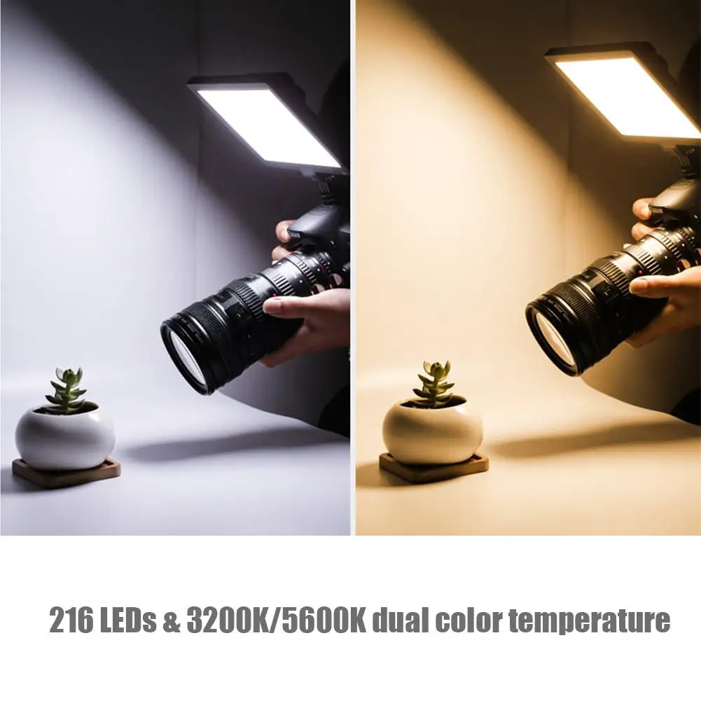 216 LED Video Camera Fill Light 3200K 5600K Dual Color Temperature