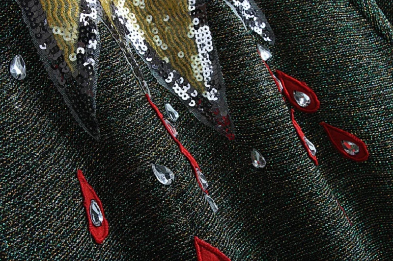 Высокое качество Chic блёстки алмаз черный свитеры для женщин пуловеры 2018, женская обувь осень зима Рождество взлетно посадочной полосы