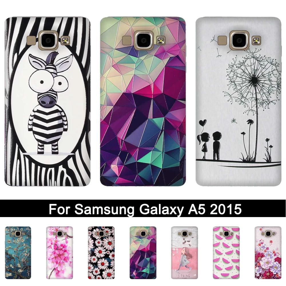 Мягкий ТПУ чехол для Samsung Galaxy A5 2015 A500 A500F A500H 3D рельефный силиконовый чехлы