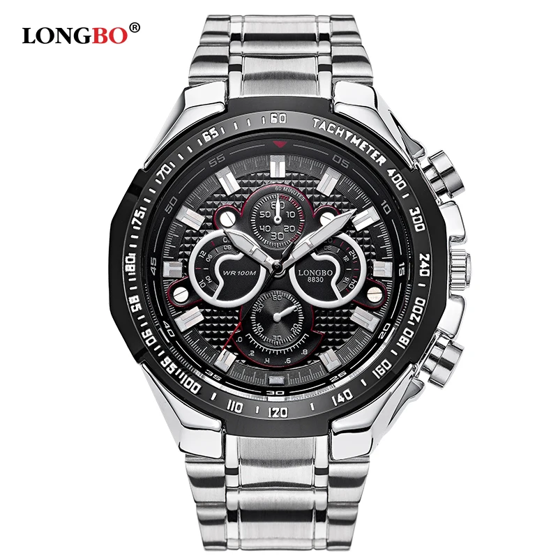 

Часы наручные Longbo Мужские кварцевые, Спортивные Повседневные студенческие, в стиле милитари, с браслетом из нержавеющей стали