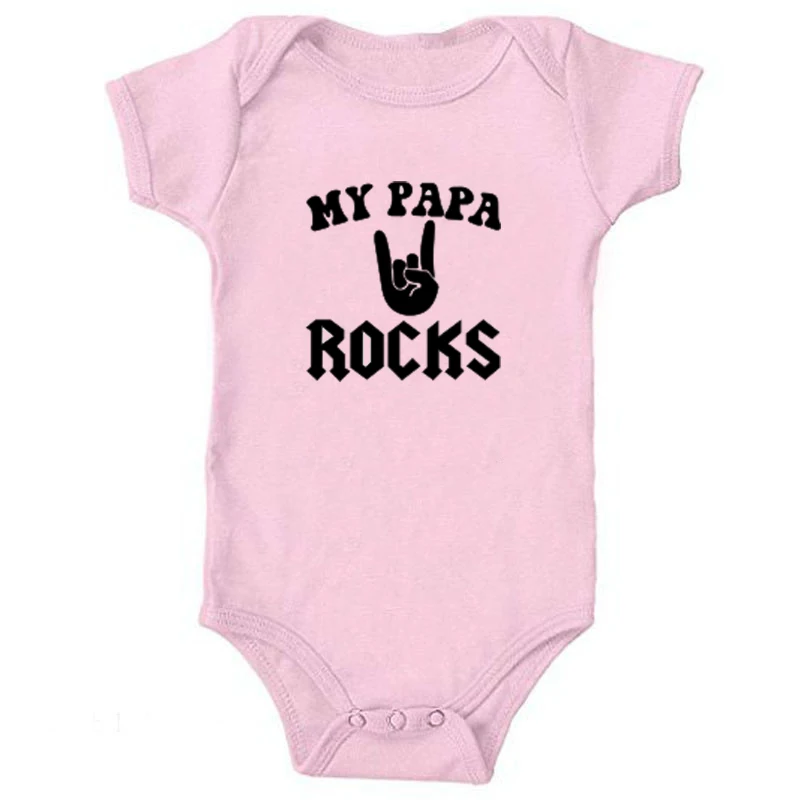 Боди с надписью «My PAPA Rock» для малышей, хлопковая одежда с короткими рукавами, новорожденная девочка-Новорожденный, одежда для мальчиков, забавная летняя одежда для малышей 0-24 месяцев