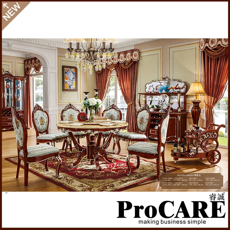 High quality 1300/1500mm solid wood dinning table set with 6 chairs for dinning room