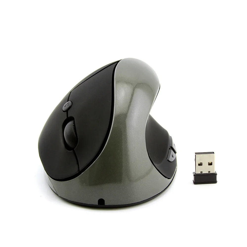 Беспроводная мышь перезаряжаемый вертикальный эргономичный Mause USB оптическая мышь 6D 1600 dpi компьютерные игровые Мыши для ПК ноутбук Настольный - Цвет: Серый
