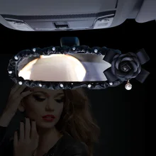 Зеркало заднего вида для салона автомобиля, декор из искусственной кожи, покрытие для зеркала заднего вида, автомобильные аксессуары для женщин и девочек