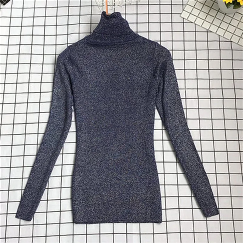 2018 Shiny Sequins Turtleneck Pullovers Women Long Sleeve Sweater Womens Knitted Sweaters Solid Autumn Winter Jumpers Female New | Женская