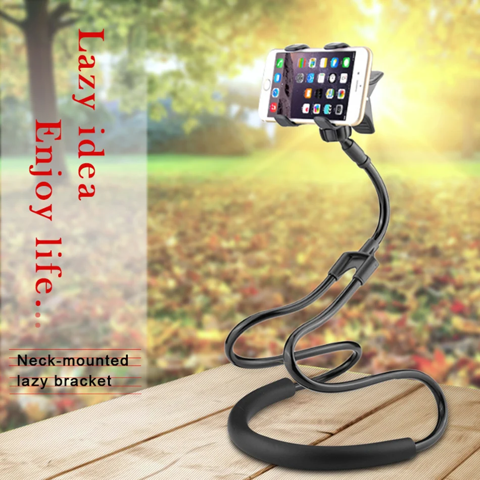 !ACCZEE Universal Long Arm Lazy BedDesktopNeck Cell Phone Stand Holder For iPhone 360 Degree Adjustable Rotate Hanging Bracket (1)