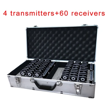 

Wireless Tour Guide System ( One set: 4 Transmitters + 60 Receivers + Charging case ) For Travel Agency Church Teaching Visiting