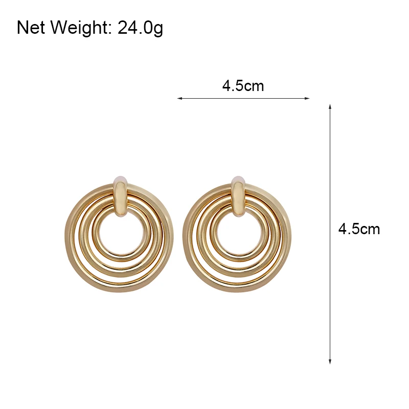 ANESOA брендовые Металлические Элегантные Многослойные Круглые серьги для женщин новые индивидуальные золотые панковские массивные серьги аксессуары brincos