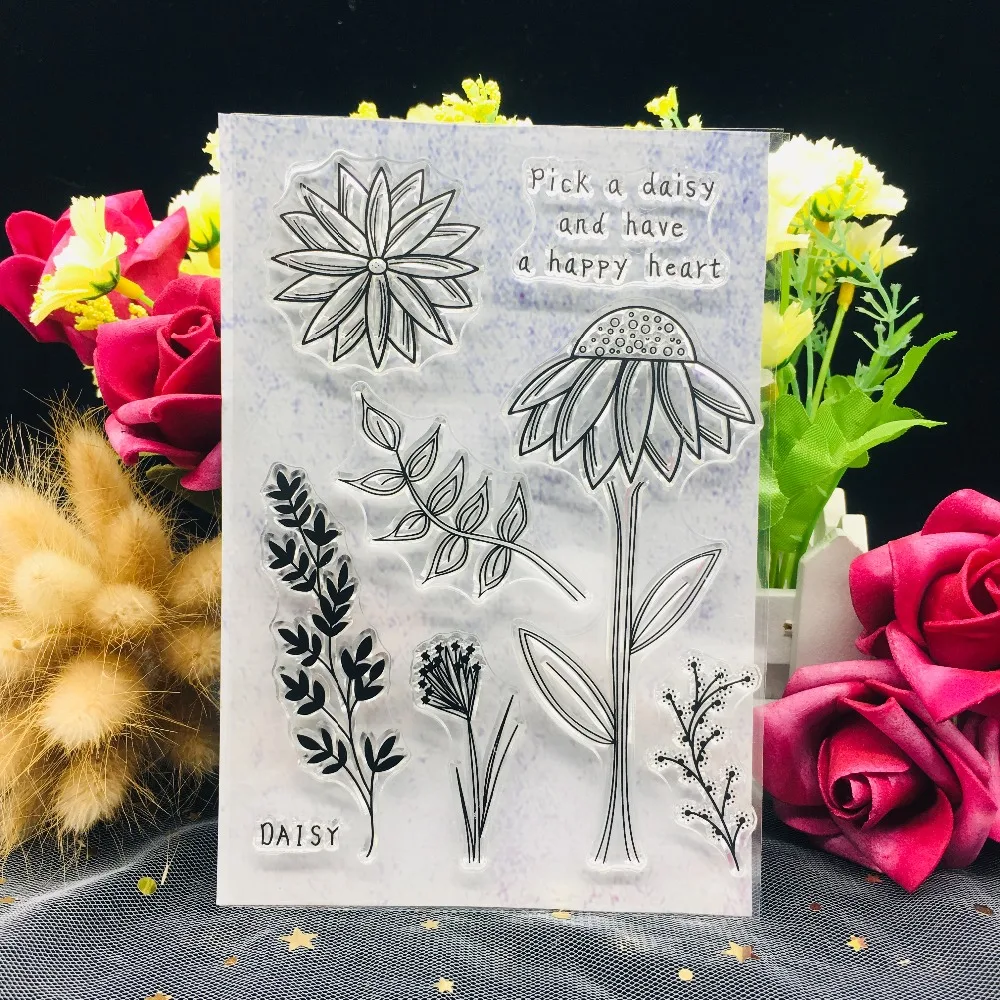 

Flower Transparent Clear Silicone Stamp DIY Scrapbook Sticker Album Envelope Diary Home Decoration Ordinary Rubber Stamps A355