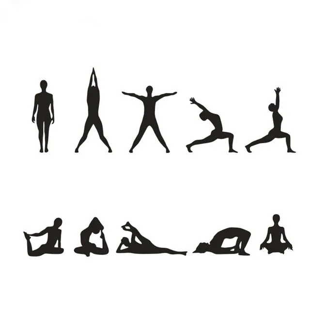 Calcomanía de vinilo para pared pegatina Yoga Poses silueta posición mariposas pegatinas paredes pegatinas de pared decoración del hogar sala de estar