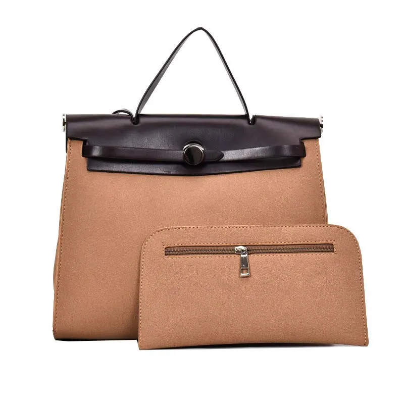 

Ladies Work Bag Nubuck Leather Handbag 2018 New Retro Men Business Handbag Purses Jelly Office Women Messenger Shoulder Bag 2 Pc