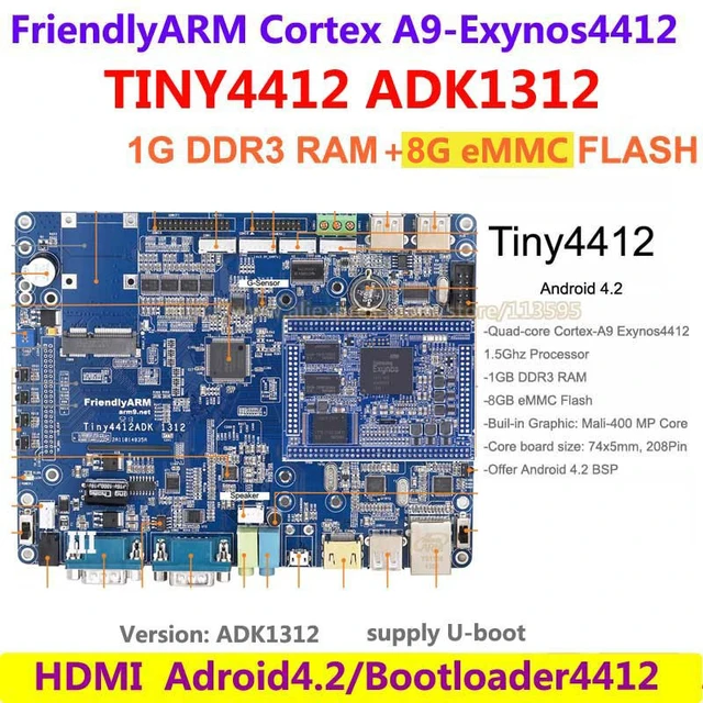 FriendlyARM Cortex A9 Quad core TINY4412 Enhanced ADK1312 1G RAM + 8G